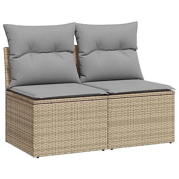 vidaXL 2-Tlg Garten-Sofagarnitur mit Kissen Beige Poly Rattan Akazie 332523 günstig online kaufen