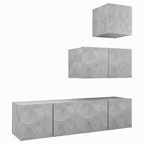 furnicato TV-Schrank 4-tlg. TV-Schrank-Set Betongrau Holzwerkstoff (1-St) günstig online kaufen