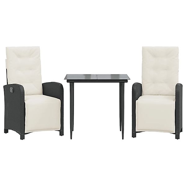 vidaXL 3-Tlg Bistro-Set mit Kissen Schwarz Poly Rattan 3212514 günstig online kaufen
