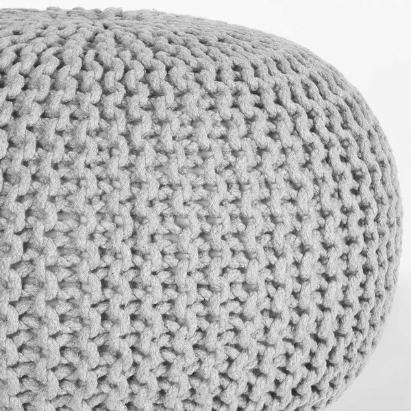 Sitzpouf in Hellgrau Strickstoff günstig online kaufen