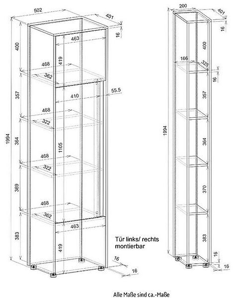 Furn.Design Aktenschrank Center (Büroschrank in grau mit Wotan Eiche, Set 5 günstig online kaufen