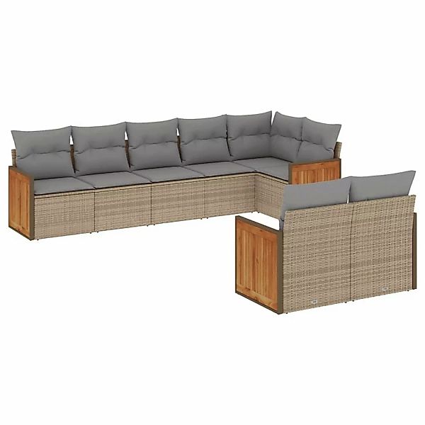 vidaXL 8-tlg Garten-Sofagarnitur mit Kissen Beige Poly Rattan Modell 186 günstig online kaufen