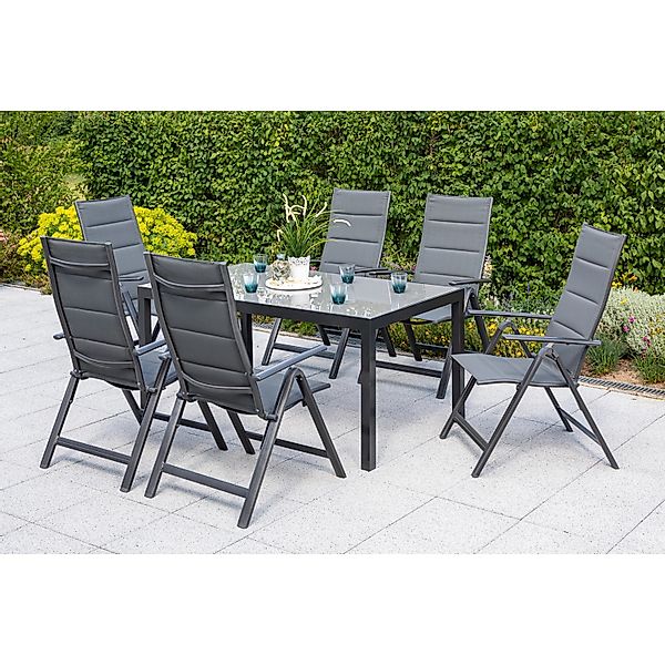 Merxx Taviano Set 7-tlg. 6 Klappsessel Gartentisch 150 x 90 cm Grau günstig online kaufen