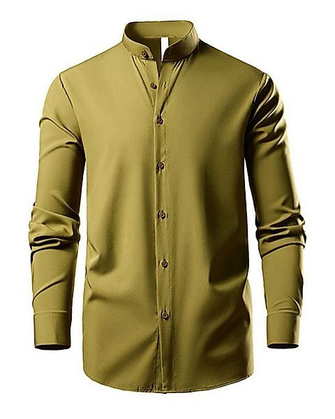Allthemen Langarmhemd mit Stehkragen Slim Fit Freizeithemd günstig online kaufen