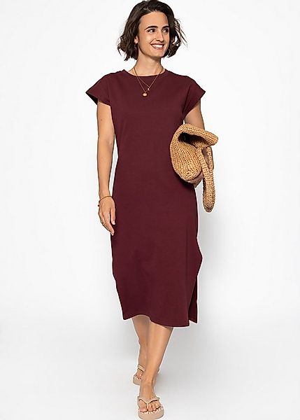 SASSYCLASSY Minikleid Kurzarm Sweatkleid Damen Midi mit Schlitz Shirtkleid günstig online kaufen