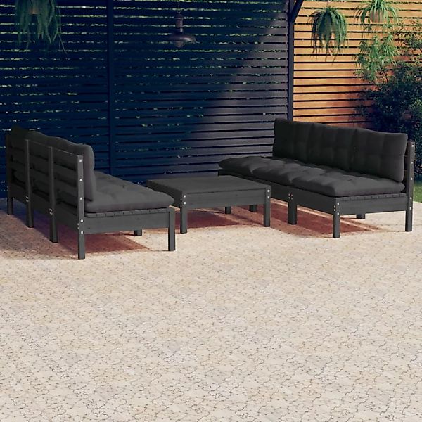 7-tlg. Garten-lounge-set Mit Anthrazit Kissen Kiefernholz günstig online kaufen