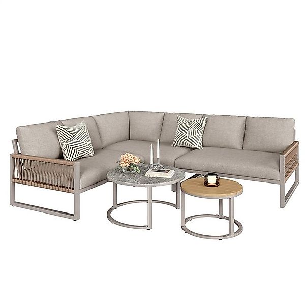 OKWISH Sofa Gartenmöbelset,mit verzinktem Eisengestell, Garten-Lounge-Set f günstig online kaufen