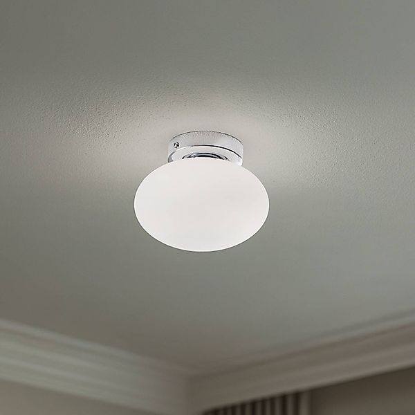 Deckenlampe Ufo, chrom/weiß, Ø 18 cm, Glas, G9 günstig online kaufen