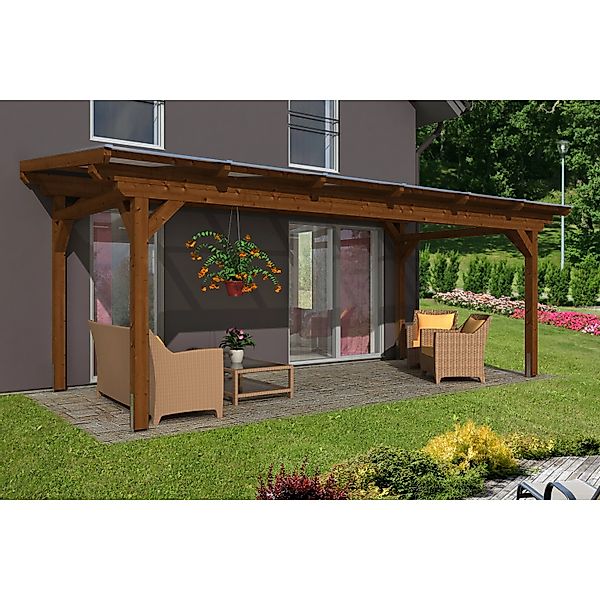 Skan Holz Terrassenüberdachung Sanremo 648 x 400 cm Leimholz Eiche hell günstig online kaufen
