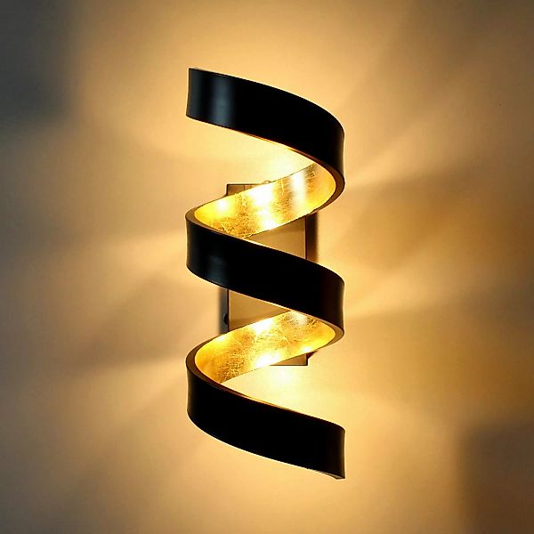 Luce Design LED-Wandleuchte Helix Schwarz-Gold 26 cm x 10 cm x 13 cm günstig online kaufen