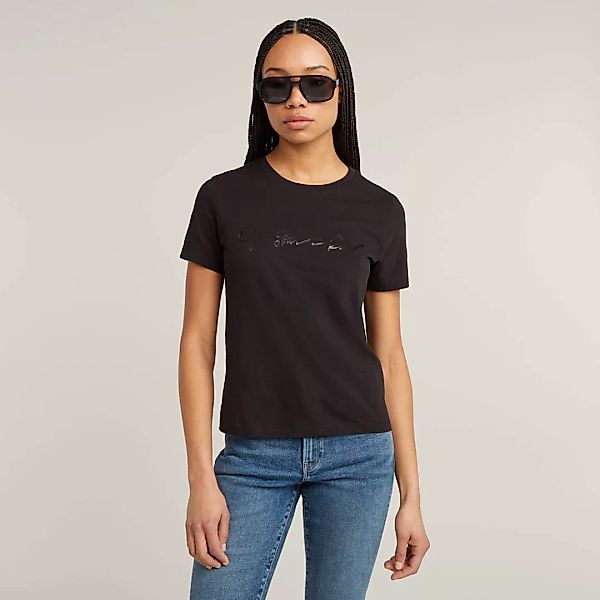 G-STAR T-Shirt "G-Script Shiny R", mit Ton-in-Ton Schriftzug günstig online kaufen