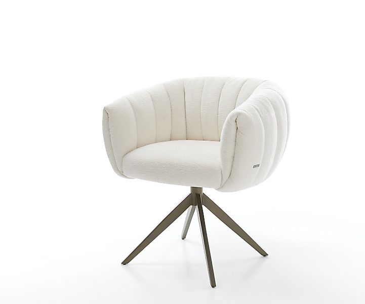 Drehstuhl Jada-Flex Bouclé Soft Beige Kreuzgestell breit Effektfinish Titan günstig online kaufen