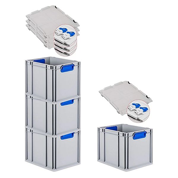 PROREGAL Spar Set 4x Eurobox Nextgen Color Mit Scharnierdeckel & Schiebesch günstig online kaufen