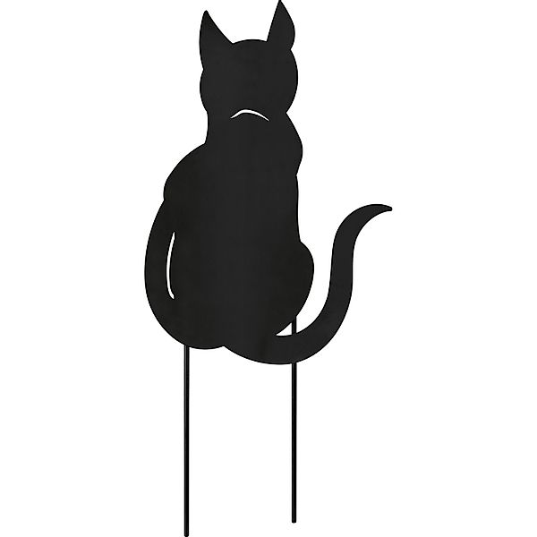 Gartenstecker Katze Eisen Schwarz 23,5 cm x 0,5 cm x 47 cm günstig online kaufen