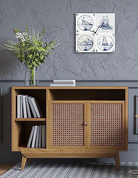 Home affaire Wanduhr »Maritim, Fliesenoptik« Uhr, geräuschlos, Segelschiff, günstig online kaufen