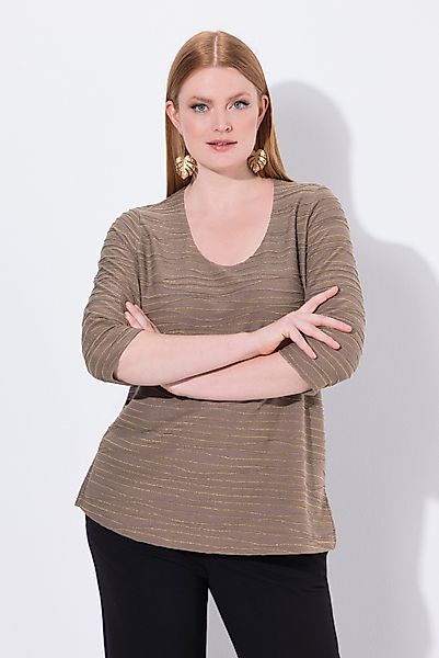 Ulla Popken T-Shirt Shirt Glitzer-Wellen Rundhals günstig online kaufen