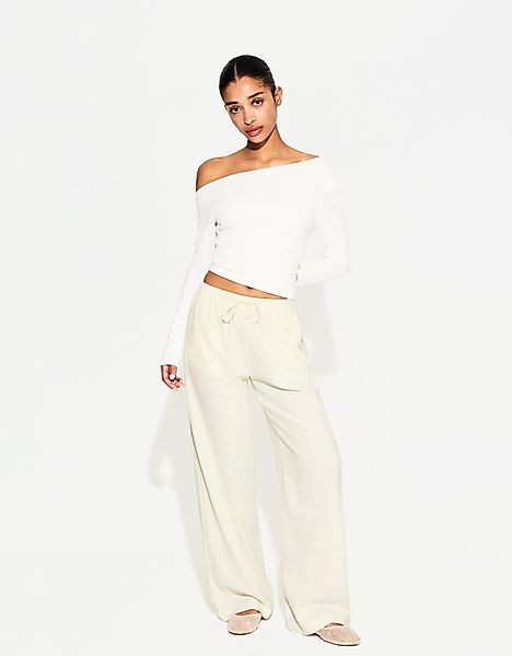 Bershka Hose Mit Leinen Und Gummizugbund Damen Xs Gelb günstig online kaufen