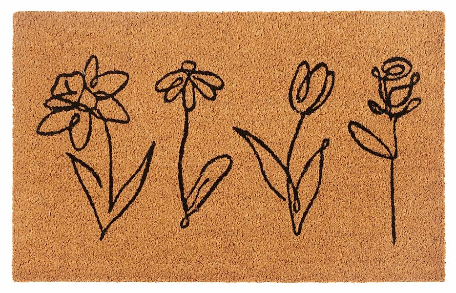 HANSE Home Fußmatte "Kokos Line-Art Flowers, Türmatte" rechteckig 15 mm Höh günstig online kaufen