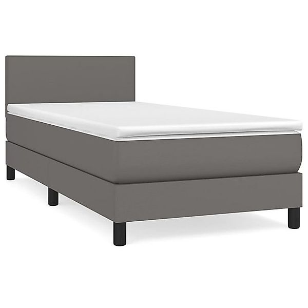 vidaXL Boxspringbett, Boxbett mit Matratze Grau 90x190 cm Kunstleder günstig online kaufen