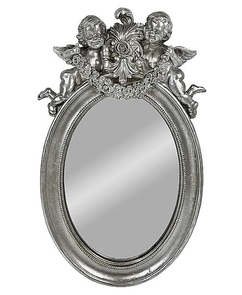 Wandspiegel Engel Silber Oval Barock Spiegel Antik-Stil Vintage 49x30cm günstig online kaufen
