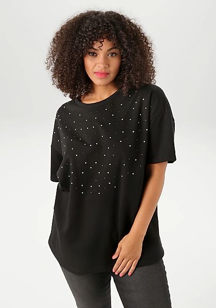 Aniston PLUS Kurzarmshirt, mit Nieten Applikation verziert - NEUE KOLLEKTIO günstig online kaufen