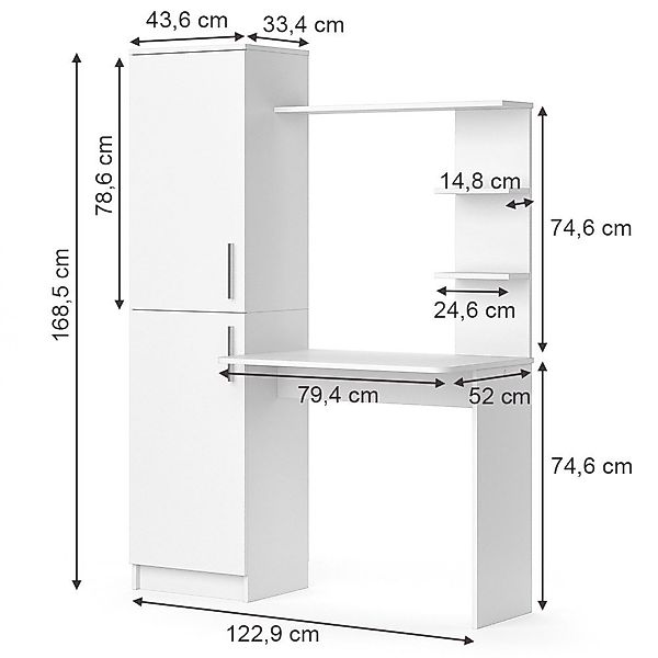 Vicco Schreibtisch Tessa, Weiß, 122.9 x günstig online kaufen