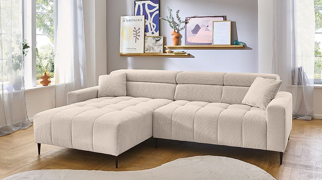 Massivart® Ecksofa SIMPLE Cord beige / günstig online kaufen