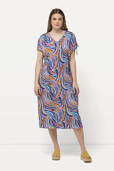 Ulla Popken Jerseykleid Jersey-Midikleid A-Linie V-Ausschnitt günstig online kaufen