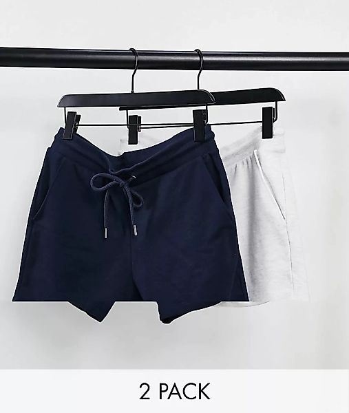 ASOS DESIGN – Kürzere Jersey-Shorts mit engem Schnitt in Marine/Kalkweiß im günstig online kaufen