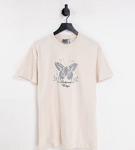 Reclaimed Vintage Inspired – Inklusives T-Shirt in Ecru mit Schmetterlingsp günstig online kaufen