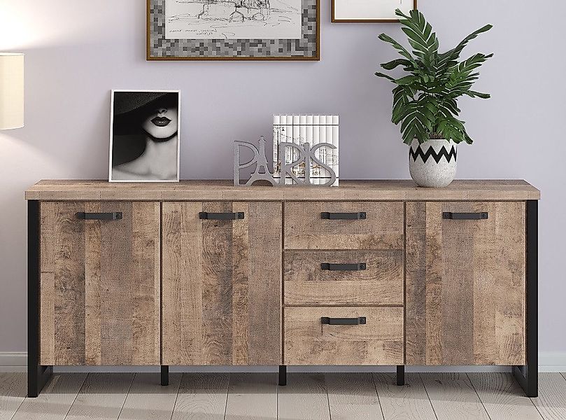 trendteam Sideboard Sideboard Emile, Eiche Tabak günstig online kaufen