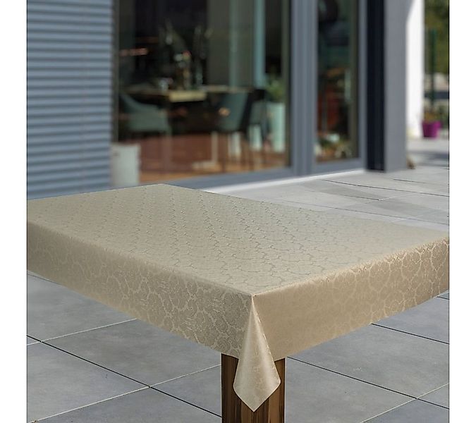laro Tischdecke Wachstuch-Tischdecken Abwaschbar Geprägt Blumen Beige recht günstig online kaufen
