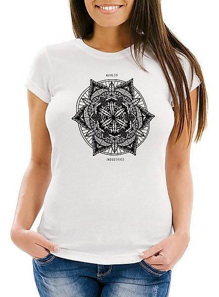 Neverless Print-Shirt Damen T-Shirt Mandala Ethno Boho Bohemian Slim Fit Sh günstig online kaufen