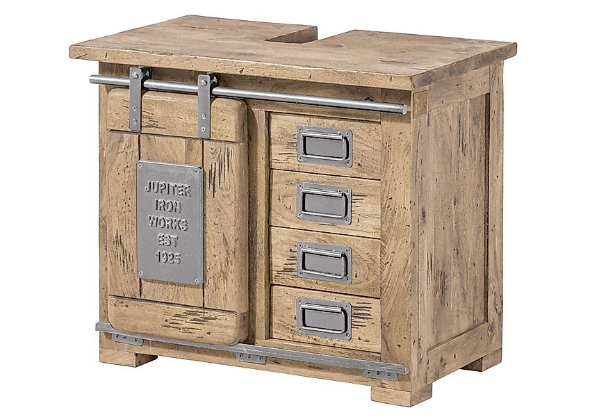 Massivmoebel24 Waschbeckenunterschrank (Mango 70x40x60 whitewash lackiert günstig online kaufen