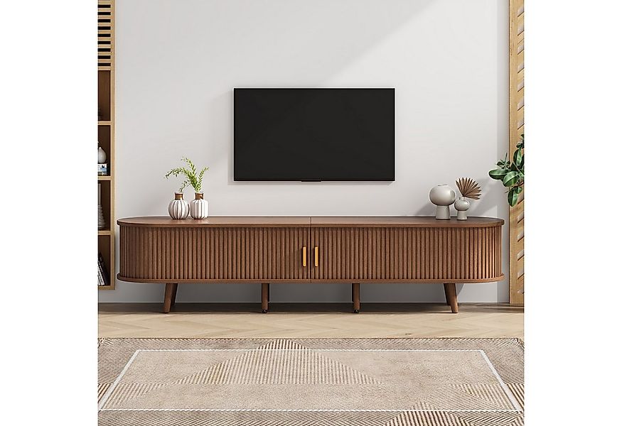 STILVORA TV-Schrank mit 2 Schubladen,TV-Schrank mit offene Regale&runder Ti günstig online kaufen