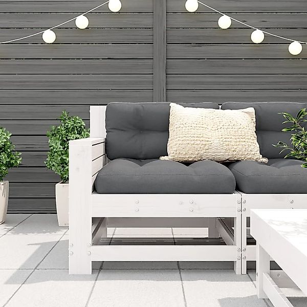 vidaXL Sofaelement Gartensofa mit Armlehne Weiß günstig online kaufen