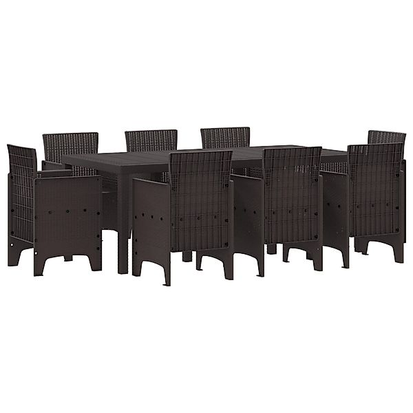 vidaXL 9-tlg Garten-Essgruppe Braun Poly Rattan 3378577 günstig online kaufen