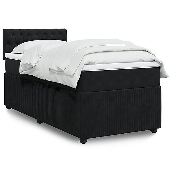 vidaXL Boxspringbett, Boxspringbett mit Matratze Schwarz 80x200 cm Samt günstig online kaufen