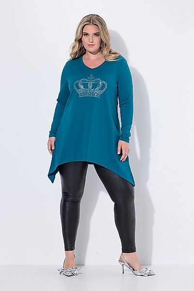MIAMODA T-Shirt Langarmshirt A-Linie Glitzersteinchen-Krone günstig online kaufen