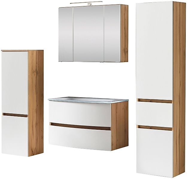 welltime Badezimmer-Set "Kaunas" Set, 4 Stk. tlg. Waschtisch-Set mit Midisc günstig online kaufen