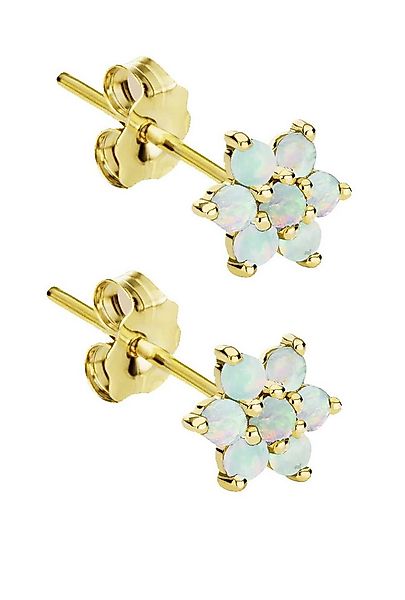 Limana Paar Ohrstecker echter Opal 925 Silber gold Blumen Ohrringe Echtschm günstig online kaufen