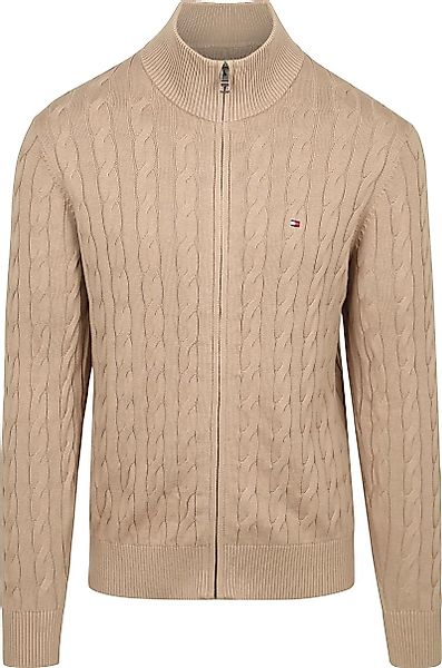 Tommy Hilfiger Strickjacke Zip Cable Beige - Größe XL günstig online kaufen