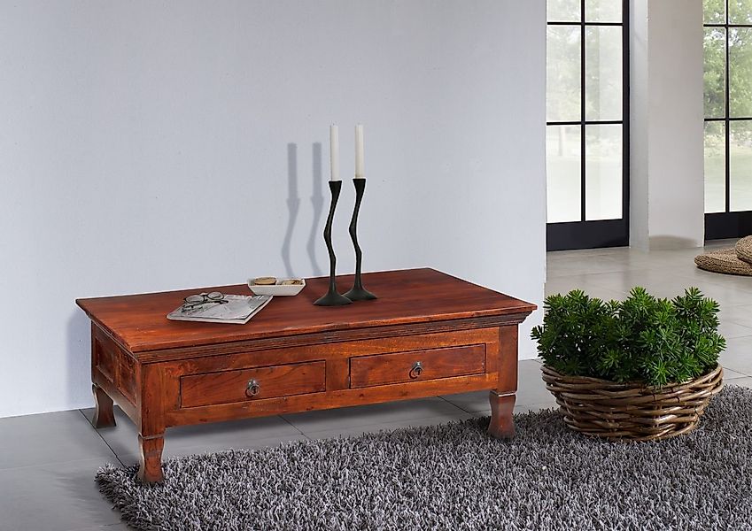 Massivmoebel24 Couchtisch Couchtisch Akazie 120x75x40 nougat günstig online kaufen
