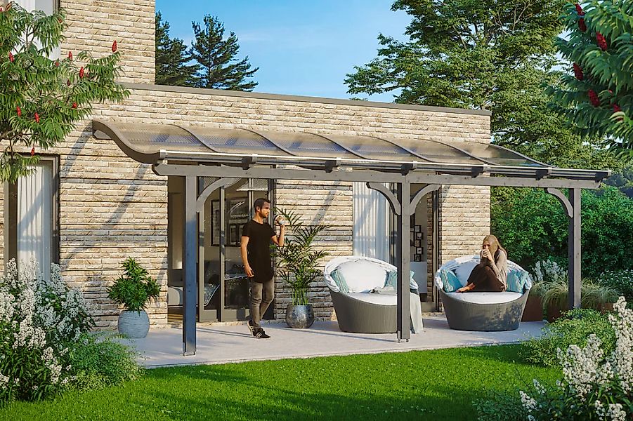 Skan Holz Terrassenüberdachung Venezia 648 x 289 cm Leimholz Schiefergrau günstig online kaufen