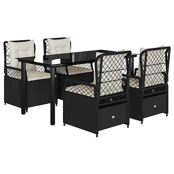 vidaXL 5-Tlg Garten-Essgruppe mit Kissen Schwarz Poly Rattan 3262967 günstig online kaufen