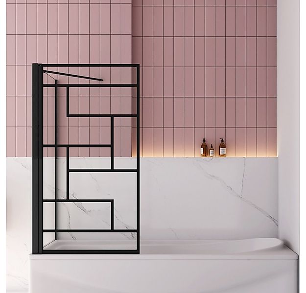 Aica Sanitär Badewannenaufsatz H:140cm 6 ESG Sicherheitsglas Schwarz Duscht günstig online kaufen