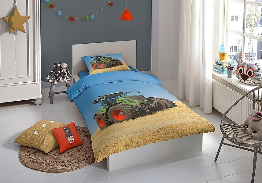 good morning Kinderbettwäsche "Tractor" 2 Stk. Baumwolle, 135x200, Reißvers günstig online kaufen