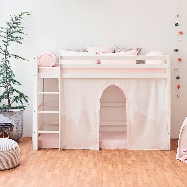 Hoppekids Hochbett "Winter Wonderland" 90x200cm mit Vorhang & Matratze", (S günstig online kaufen