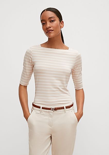 comma Kurzarmshirt Streifenshirt im Slim Fit günstig online kaufen