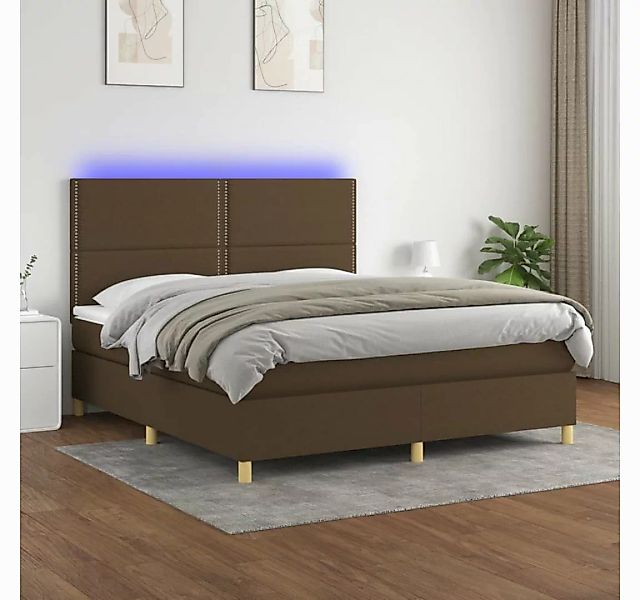 vidaXL Boxspringbett Boxspringbett mit Matratze LED Dunkelbraun 160x200 cm günstig online kaufen